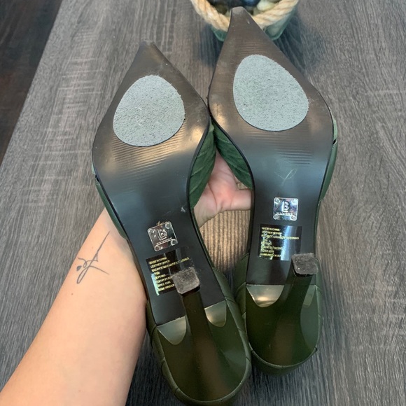 BAKERS Green Suede Leather Combo Pointed Heels 10 - Picture 11 of 11